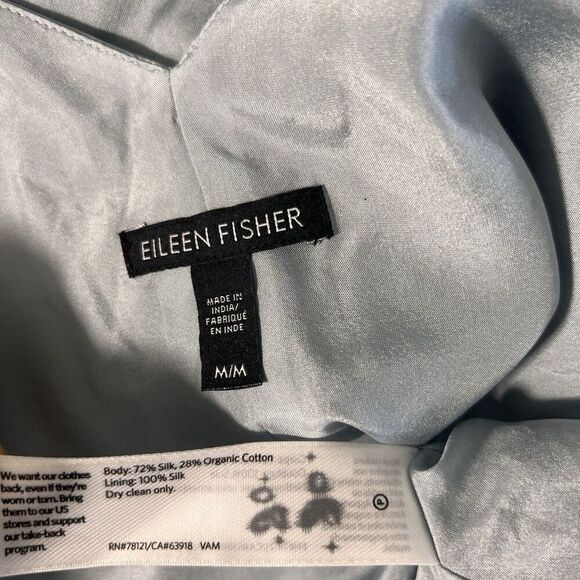 Eileen Fisher Dress Size M Silk Gray V Neck Sleeveless Flowy Summer Vacation - Picture 3 of 7